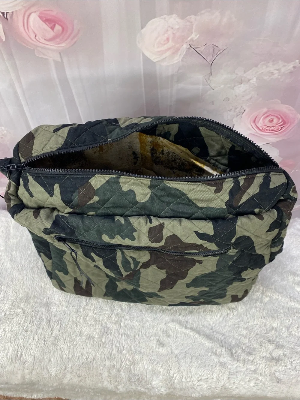 Custom Made Womans Camouflage Crossbody Bag - Green Camo